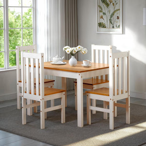 Ludlow 1+4 Dining Set - White/Oak Lacquer