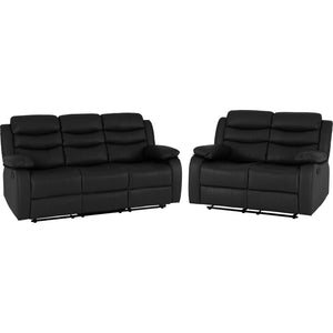 Roma 3+2 Recliner Suite - BLACK PU