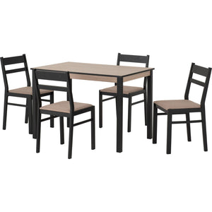Radley Dining Set - BLACK/OAK EFFECT/OAT FABRIC