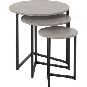 Athens Round Nest of Tables - Concrete Effect/Black
