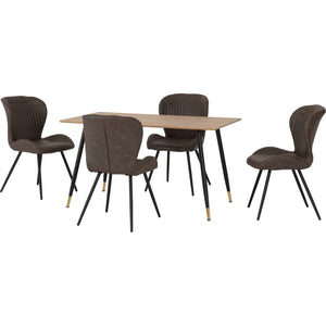 Hamilton Medium Dining Set with Quebec Chairs - Medium Oak Effect/Black/Brown Faux Leather
