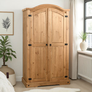 Corona 2 Door Wardrobe - DISTRESSED WAXED PINE