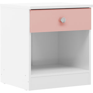 Denver 1 Drawer Bedside - WHITE/PINK GLOSS