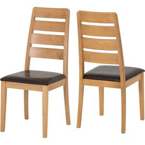 Logan Chair (Box of 2) - OAK VARNISH/BROWN PU