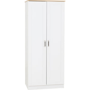 Portland 2 Door Wardrobe - WHITE/OAK EFFECT