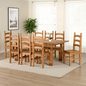 Corona Extending Dining Set (8 Chairs) - DISTRESSED WAXED PINE