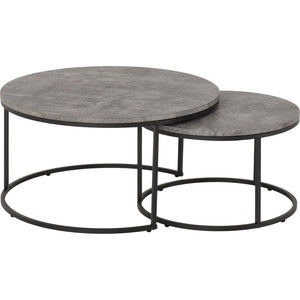 Athens Round Coffee Table Set - Concrete Effect/Black