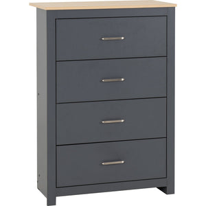 Portland 4 Drawer Chest - GREY/OAK EFFECT