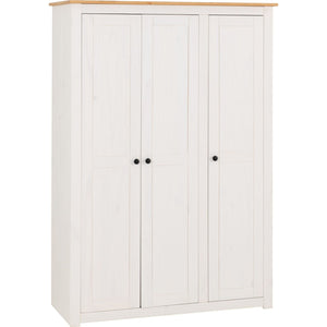 Panama 3 Door Wardrobe - WHITE/NATURAL WAX
