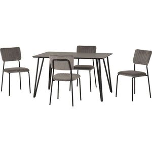 Marlow Dining Set with Sheldon Chairs - BLACK MARBLE/GREY VELVET FABRIC