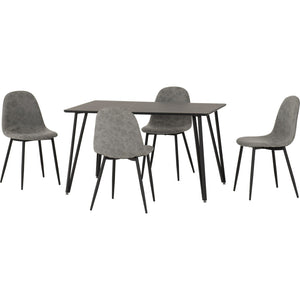 Marlow Dining Set with Athens Chairs - BLACK MARBLE/GREY PU