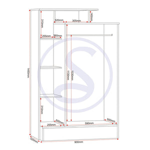 Nevada Petite Open Shelf Wardrobe - WHITE GLOSS