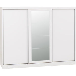 Nevada 3 Door Sliding Wardrobe - WHITE GLOSS