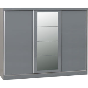 Nevada 3 Door Sliding Wardrobe - GREY GLOSS