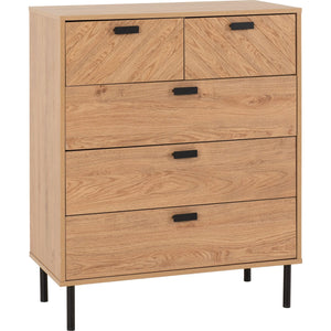 Leon 3+2 Drawer Chest - MEDIUM OAK EFFECT