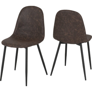 Hamilton Medium Dining Set with Athens Chairs - MEDIUM OAK EFFECT/BROWN PU