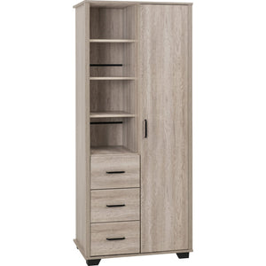 Oliver 1 Door 3 Drawer Open Shelf Wardrobe - LIGHT OAK EFFECT