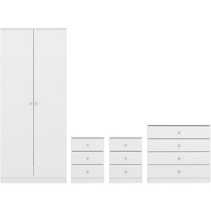 Denver 2 Door Wardrobe Bedroom Set - WHITE GLOSS