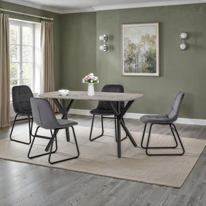 Athens Rectangular Dining Set with Lukas Chairs - Concrete Effect/Black/Grey Velvet
