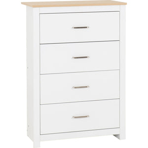 Portland 4 Drawer Chest - WHITE/OAK EFFECT