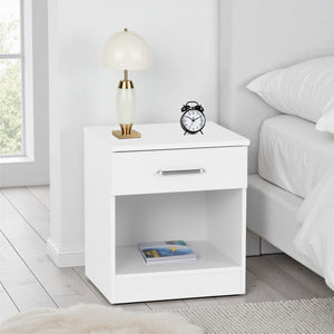Dakota 1 Drawer Bedside - WHITE