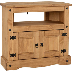 Corona Corner TV Cabinet - DISTRESSED WAXED PINE