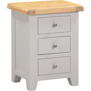 Windsor 3 Drawer Bedside - PEBBLE GREY/OAK