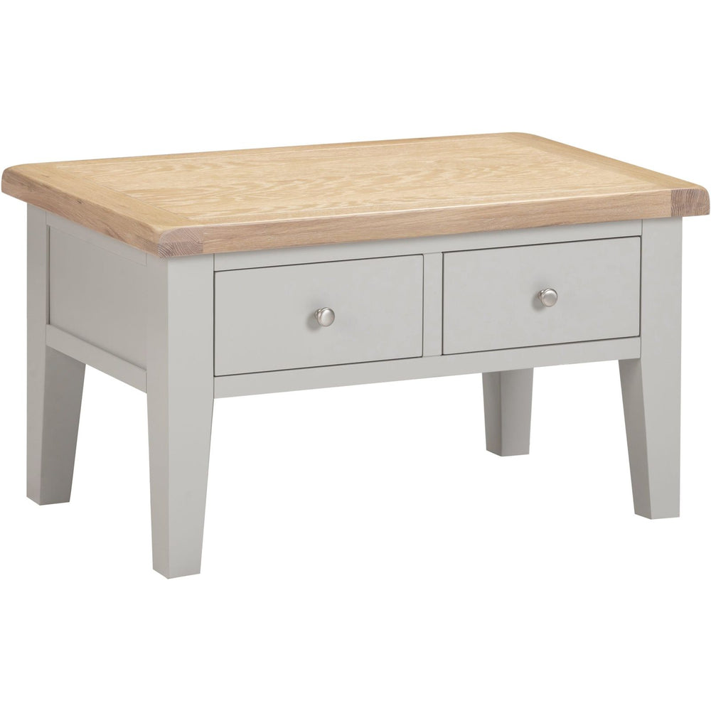 Windsor 2 Drawer Coffee Table - PEBBLE GREY/OAK