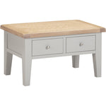 Windsor 2 Drawer Coffee Table - PEBBLE GREY/OAK