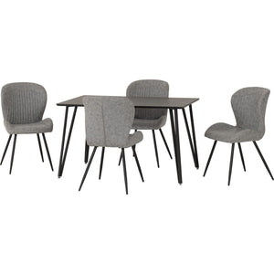 Marlow Dining Set with Quebec Chairs - BLACK MARBLE/GREY PU