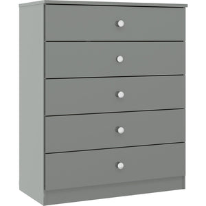 Denver 5 Drawer Chest - GREY GLOSS