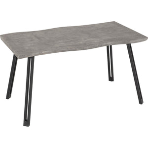 Quebec Wave Edge Dining Table - Concrete Effect/Black