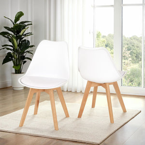 Bendal Chair (Box of 2) - Beech/White Faux Leather