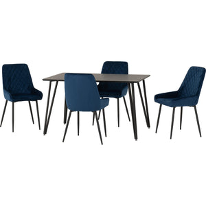 Marlow Dining Set with Avery Chairs - BLACK MARBLE/SAPPHIRE BLUE VELVET