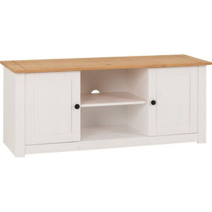 Panama 2 Door 1 Shelf Flat Screen TV Unit - WHITE/NATURAL WAX