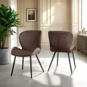 Quebec Chair (Box of 4) - Brown Faux Leather