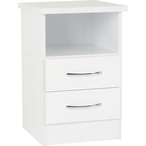 Nevada 2 Drawer Bedside - WHITE GLOSS