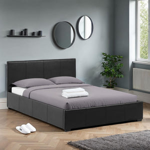 Waverley 4'6" Storage Bed - Black Faux Leather