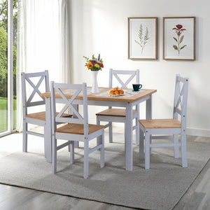 Salvador 1+4 Tile Top Dining Set - GREY SLATE/DISTRESSED WAXED PINE