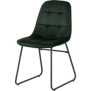 Avery Extending Dining Set with Lukas Chairs - CONCRETE/EMERALD GREEN VELVET