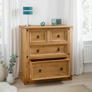 Corona 2+2 Drawer Chest - DISTRESSED WAXED PINE