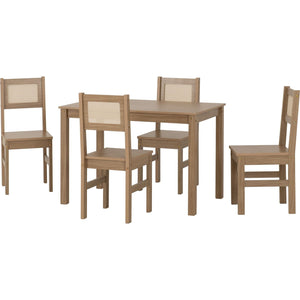 Santana 1+4 Dining Set - LIGHT OAK/RATTAN EFFECT
