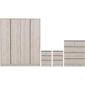 Malvern 4 Door Wardrobe Bedroom Set - URBAN SNOW