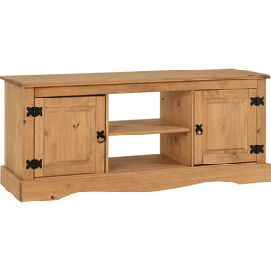 Corona 2 Door 1 Shelf Flat Screen TV Unit - DISTRESSED WAXED PINE