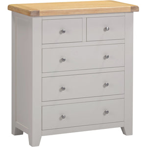 Windsor 3+2 Drawer Chest - PEBBLE GREY/OAK