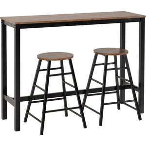 Athens Breakfast Bar Set - Acacia Effect/Black