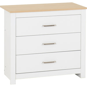 Portland 3 Drawer Chest - WHITE/OAK EFFECT