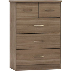 Nevada 3+2 Drawer Chest - RUSTIC OAK EFFECT