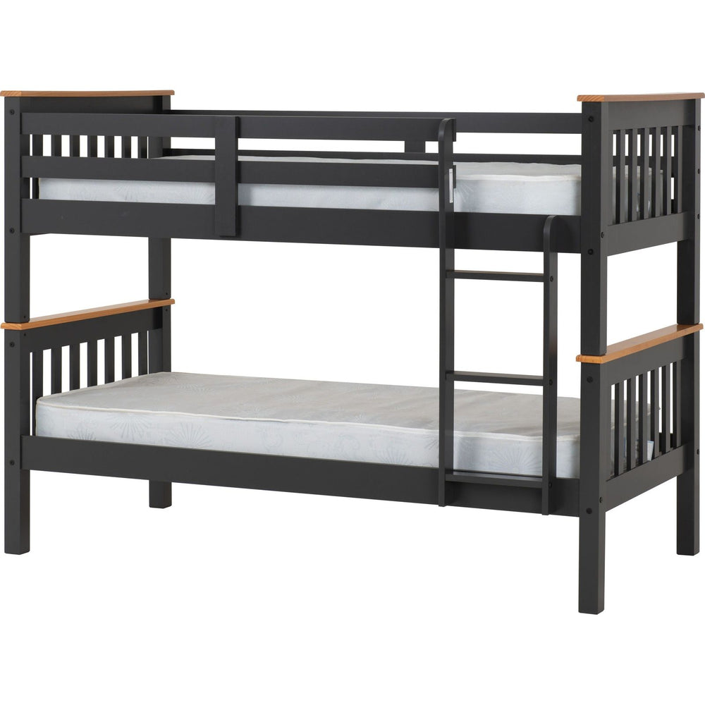 Neptune 3' Bunk Bed - DARK GREY/OAK EFFECT
