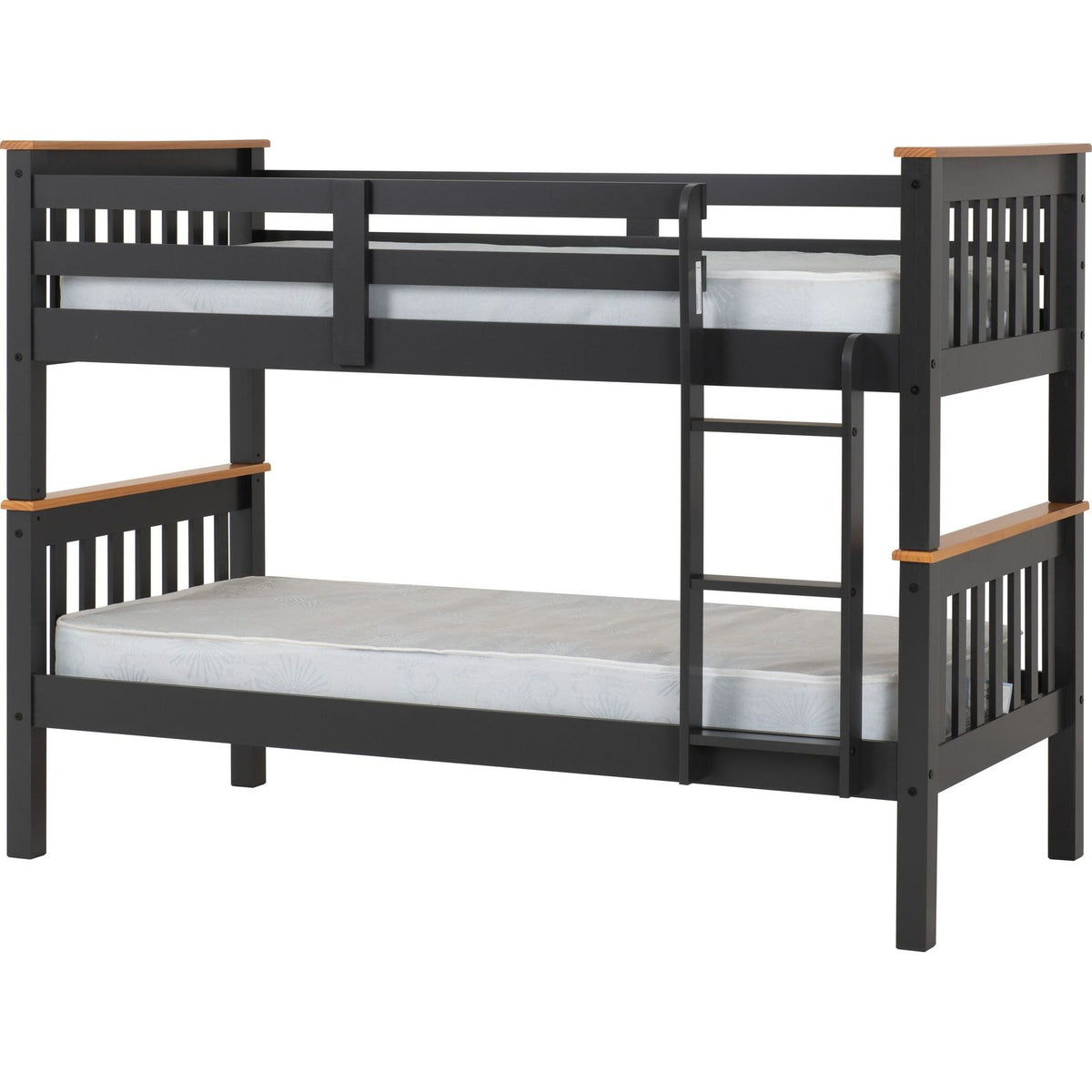 Neptune 3' Bunk Bed - DARK GREY/OAK EFFECT